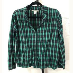 Orvis Seer Sucker Plaid Jacket Green/Navy Full ZIP